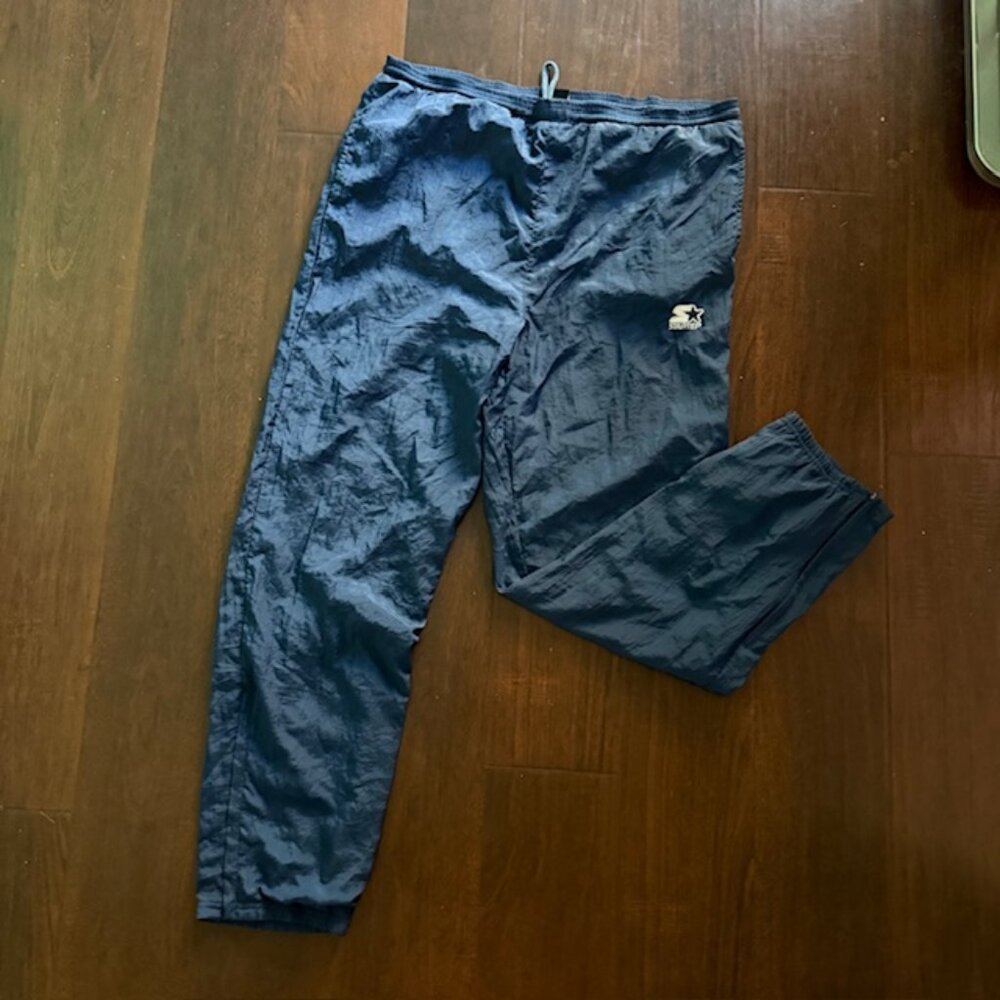 Share Vintage Starter Pants Mens Large L Blue Windbreaker Cuff Zip Track 80s